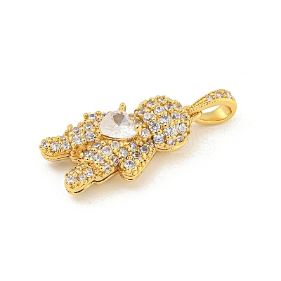 Rack Plating Brass Clear Cubic Zirconia Pendants KK-P277-38G-01-1