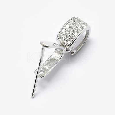 Anti-Tarnish Rhodium Plated 925 Sterling Silver Micro Pave Cubic Zirconia Pendant Bails X-STER-P034-43P-1