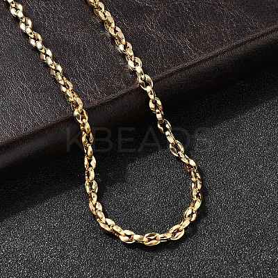 4MM 304 Stainless Steel Coffee Bean Link Chain Necklaces for Women NJEW-B134-06A-G-1
