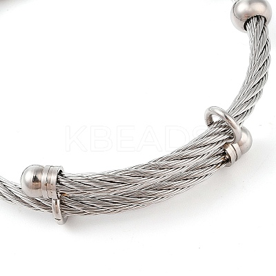 Adjustable 304 Stainless Steel Charm Bangles BJEW-F326-03P-1