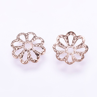 Long-Lasting Plated Brass Fancy Bead Caps X-KK-F711-01RG-1