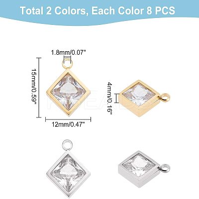 16Pcs 2 Colors 304 Stainless Steel Charms STAS-UN0035-45-1