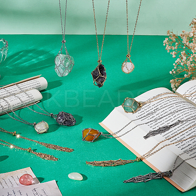 12Pcs 2 Color Brass Macrame Pouch Necklaces NJEW-PH01601-1