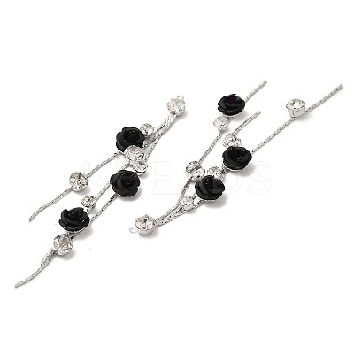 Platinum Brass with Glass Rhinestone Tassel Big Pendants KK-B074-14P-01-1