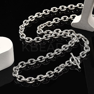 Brass Twisted Cable Chain Necklaces with OT Clasps for Men Women NJEW-G160-11P-1