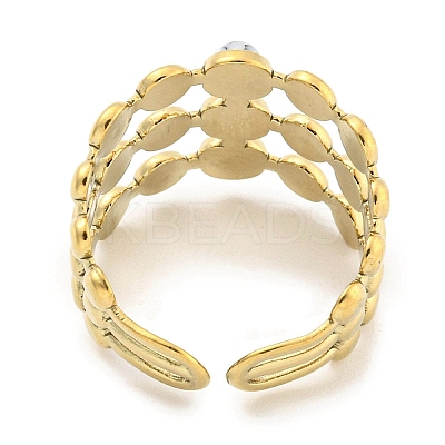 Ion Plating(IP) 304 Stainless Steel Synthetic Turquoise Cuff Rings G-Z056-05G-05-1
