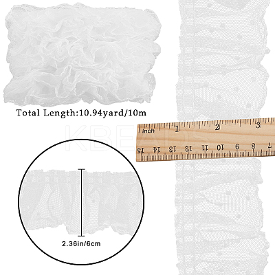 10M Polyester Pleated Lace Trim Ribbon DIY-GF0009-03C-1