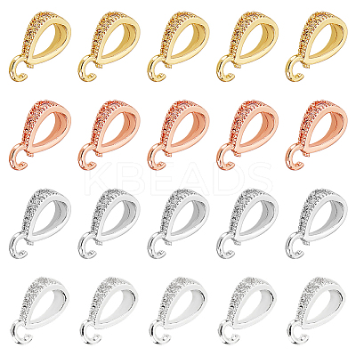 20Pcs 4 Colors Brass Micro Pave Cubic Zirconia Ice Pick Pinch Bails ZIRC-DC0001-05-1