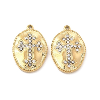 PVD Vacuum Plating 201 Stainless Steel with Rhinestone Pendants STAS-J401-VC995-1