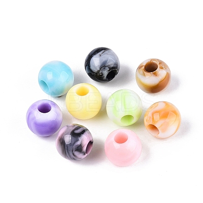Two Tone Opaque Acrylic European Beads OACR-Q200-03-1