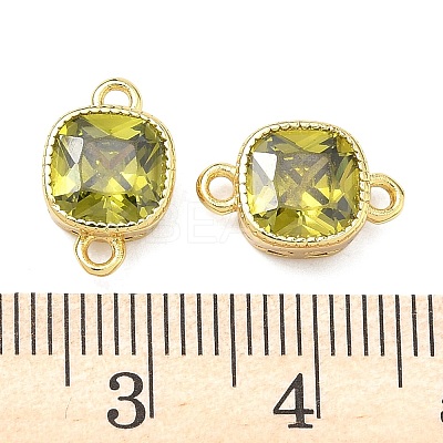 Brass Pave Cubic Zirconia Square Connector Charms KK-P348-06G-02-1