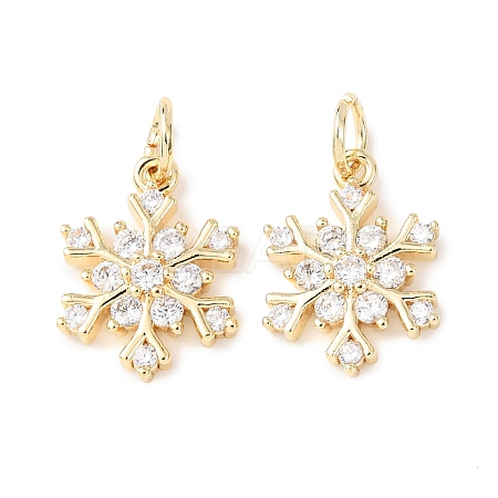Rack Plating Brass Micro Pave Clear Cubic Zirconia Pendants KK-B093-04A-G-1