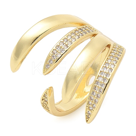 Brass Micro Pave Clear Cubic Zirconia Cuff Rings LS-RJEW-M029-03G-1