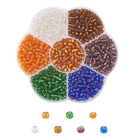 7 Colors Glass Round Seed Beads SEED-YW0001-24C-02-1
