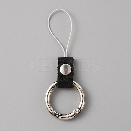 Leather and Zinc Alloy Mobile Phone Finger Rings AJEW-WH0307-53B-1