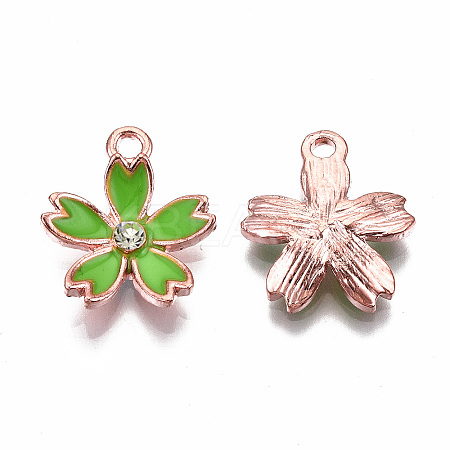 Rose Gold Tone Alloy Rhinestone Enamel Pendants ENAM-J476-01RG-1