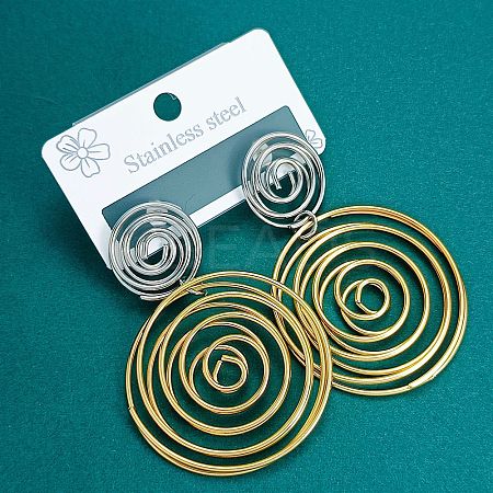 304 Stainless Steel Stud Dangle Earrings WG61484-02-1