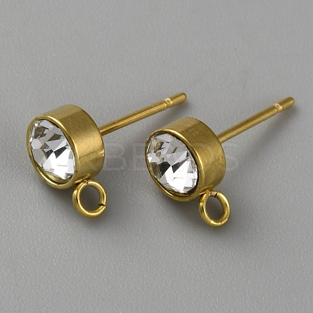 304 Stainless Steel with Crystal Rhinestone Stud Earring Findings STAS-WH0044-50G-1