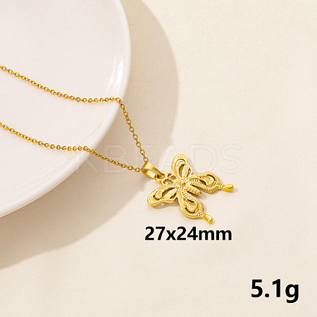 304 Stainless Steel Butterfly Pendant Necklaces CV0613-6-1