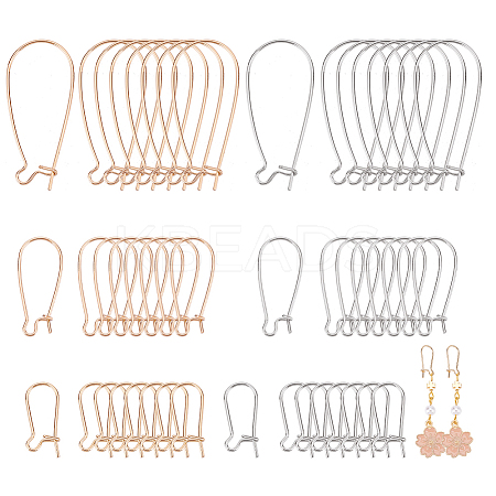 48Pcs 6 Style Brass Hoop Earring Findings KK-BC0009-26-1