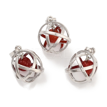 Natural Carnelian Round Ball Pendants G-Q163-05P-03-1