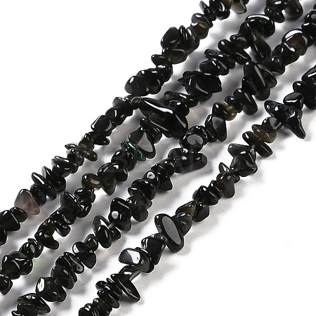 Natural Golden Sheen Obsidian Beads Strands G-G0003-B33-01-1