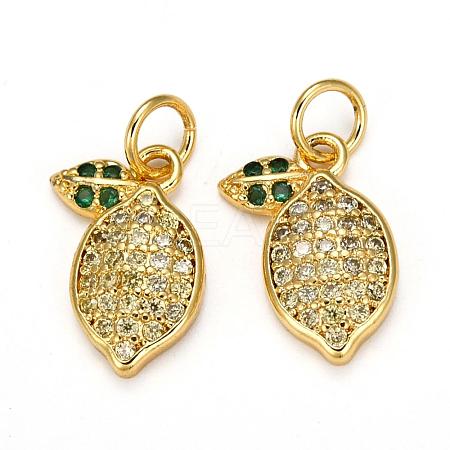 Brass Micro Pave Cubic Zirconia Charms ZIRC-L093-18G-1