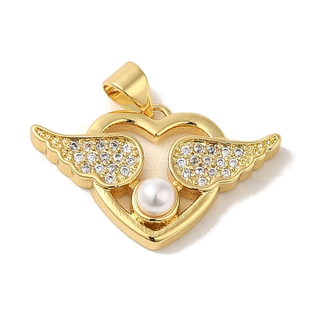 Rack Plating Brass Micro Pave Clear Cubic Zirconia Pendants KK-P267-02G-1