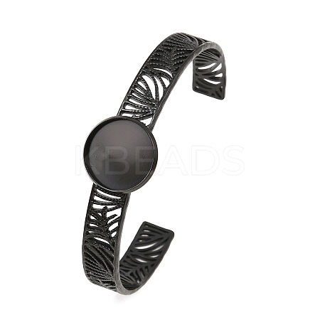 304 Stainless Steel Blank Cuff Bangle Bases with Flat Round Tray SA-CBA82C8-04A-EB-1