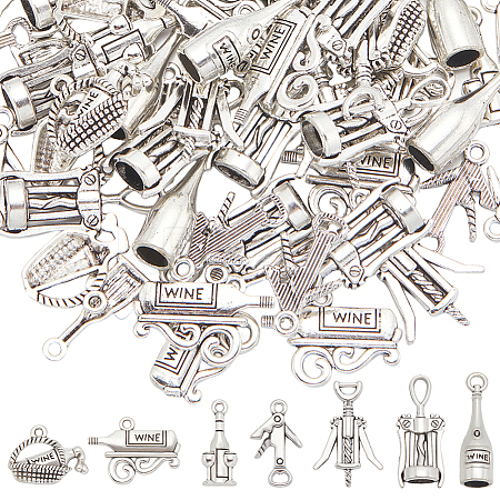 70Pcs 7 Styles Tibetan Style Alloy Pendants FIND-SC0009-70-1