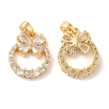 Brass Cubic Zirconia Pendants KK-M243-41G-1
