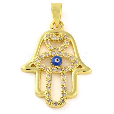 Brass Micro Pave Clear Cubic Zirconia Pendants KK-S401-01G-1