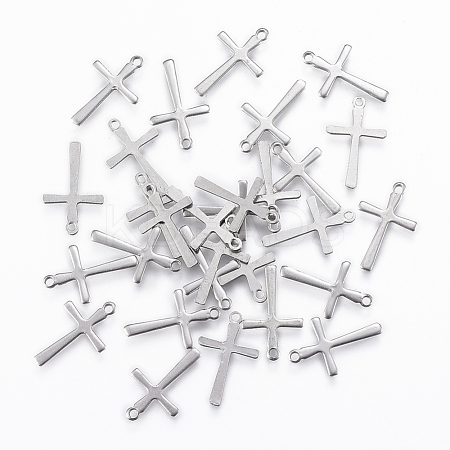 Tarnish Resistant 201 Stainless Steel Tiny Cross Charms STAS-L197-36P-1
