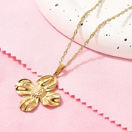 Summer Beach 304 Stainless Steel Pendant Rope Chain Necklaces for Women LS-STAS-Z108-01G-06-1