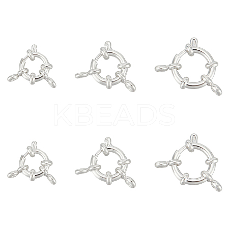 6Pcs 3 Styles 304 Stainless Steel Spring Ring Clasps FIND-UN0061-27-1