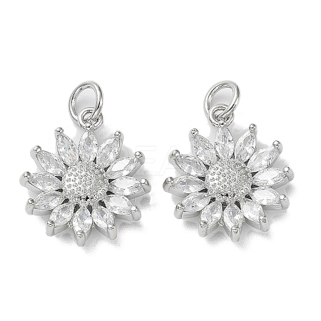 Rack Plating Brass Clear Cubic Zirconia Pendants KK-B078-01P-1