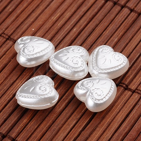 Heart Imitation Pearl Acrylic Beads LS-X-OACR-L004-2239-1
