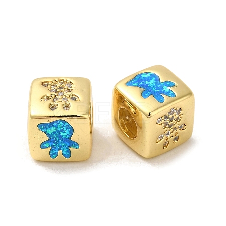 Rack Plating Brass Micro Pave Cubic Zirconia Beads KK-P268-01G-14-1