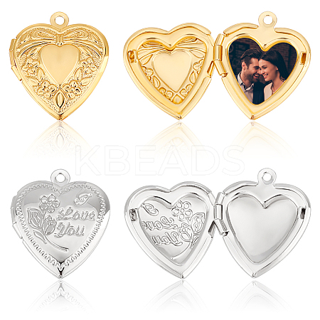 20Pcs 2 Colors Valentine's Day Brass Locket Pendant KK-GA0001-58-1