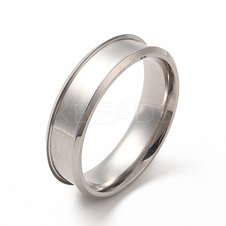 201 Stainless Steel Grooved Finger Ring Settings STAS-P323-03P-1