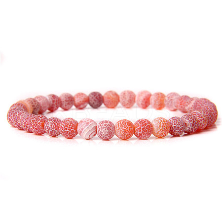 Natural Crackle Agate Round Beaded Stretch Bracelet SF8562-23-1