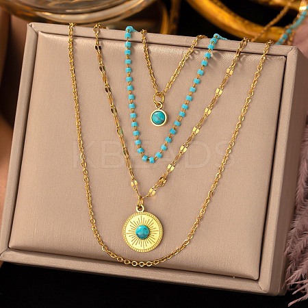 304 Stainless Steel Multi Layered Necklaces LS-NJEW-P302-05G-1
