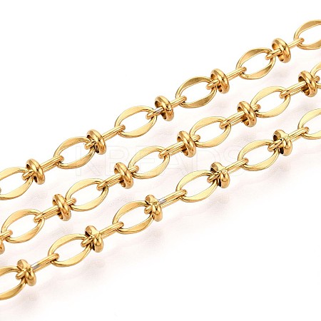 304 Stainless Steel Textured Oval Link Chains CHS-N005-06G-G-1