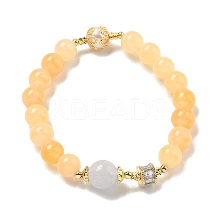 Round Natural Gemstone Beaded Stretch Bracelets BJEW-M315-06-1