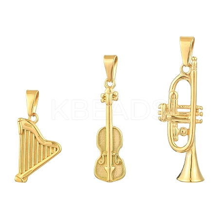 3Pcs 3 Styles 304 Stainless Steel Big Pendants STAS-CJ0002-73-1