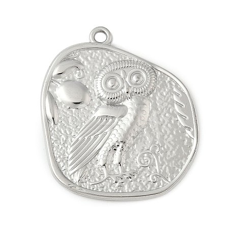 304 Stainless Steel Ancient Coin Owl Pendants STAS-S186-02P-1
