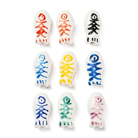 Handmade Printed Porcelain Beads PORC-H015-01-1