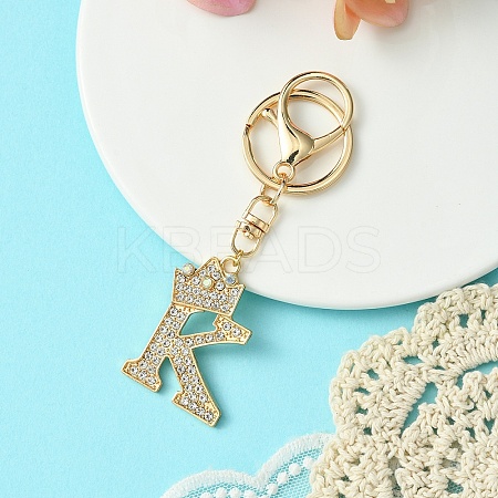 Golden Alloy Rhinestone Keychain KEYC-YW00105-11-1