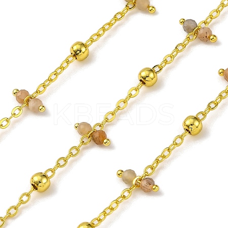Handmade Faceted Natural Sunstone Beaded Chains CHC-L050-02G-05-1