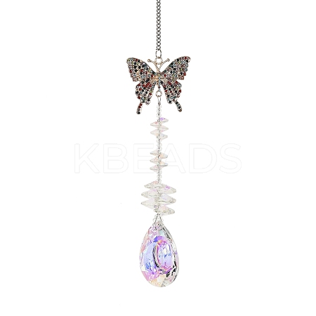 Crystal and Alloy Rhinestones Steel Wire Pendant Decorations HJEW-R050-01RGP-1
